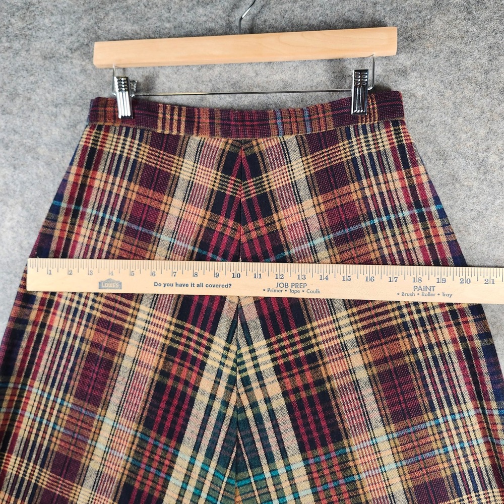 Vintage Plaid A Line Midi Skirt Wool Blend 29 Button Zip Closure Womens Academia - Picture 5 of 13
